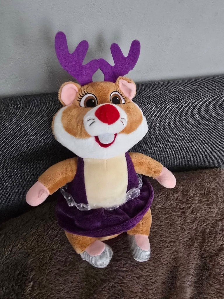 Leuke knuffel rendier met paarse jurk en gewei, Overige merken, Overige karakters, Overige typen, Ophalen of Verzenden