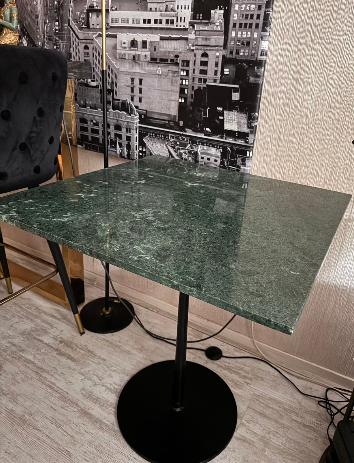 Bistro tafel marmer groen, Ophalen, Zo goed als nieuw