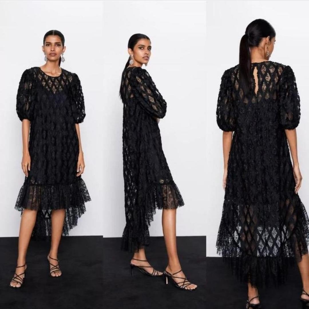 Zara kanten crochet jurk zwart maat M, Maat 38/40 (M), Verzenden, Zo goed als nieuw, Boven de knie
