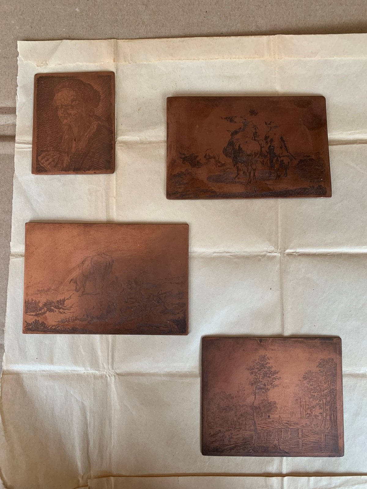 Musea topcollect:4 antieke Koperplaten+prenten+Rijksmusbrief, Ophalen of Verzenden