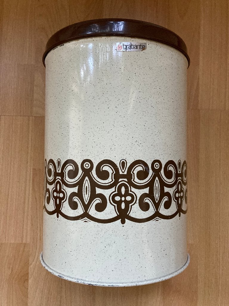 Vintage groot blik voorraadbus Brabantia bruin creme, Verzamelen, Blikken, Ophalen of Verzenden, Gebruikt, Overige