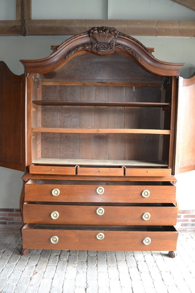 Prachtig antiek Hollands eiken biedermeier kabinet., Antiek en Kunst, Antiek | Meubels | Kasten, Verzenden