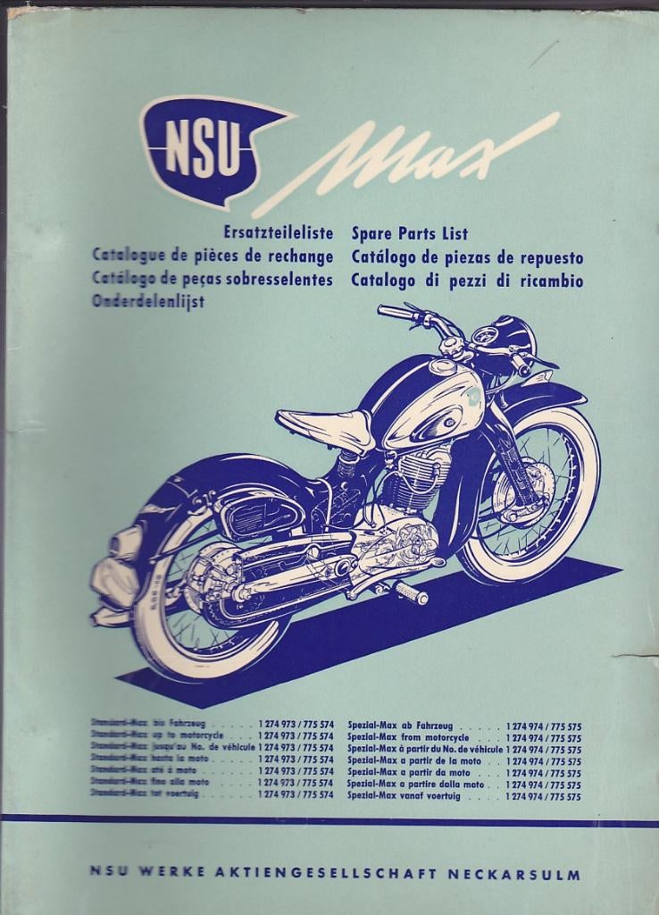 NSU Max onderdelenboek spare parts list Ersatzteileliste, Verzenden, Overige merken