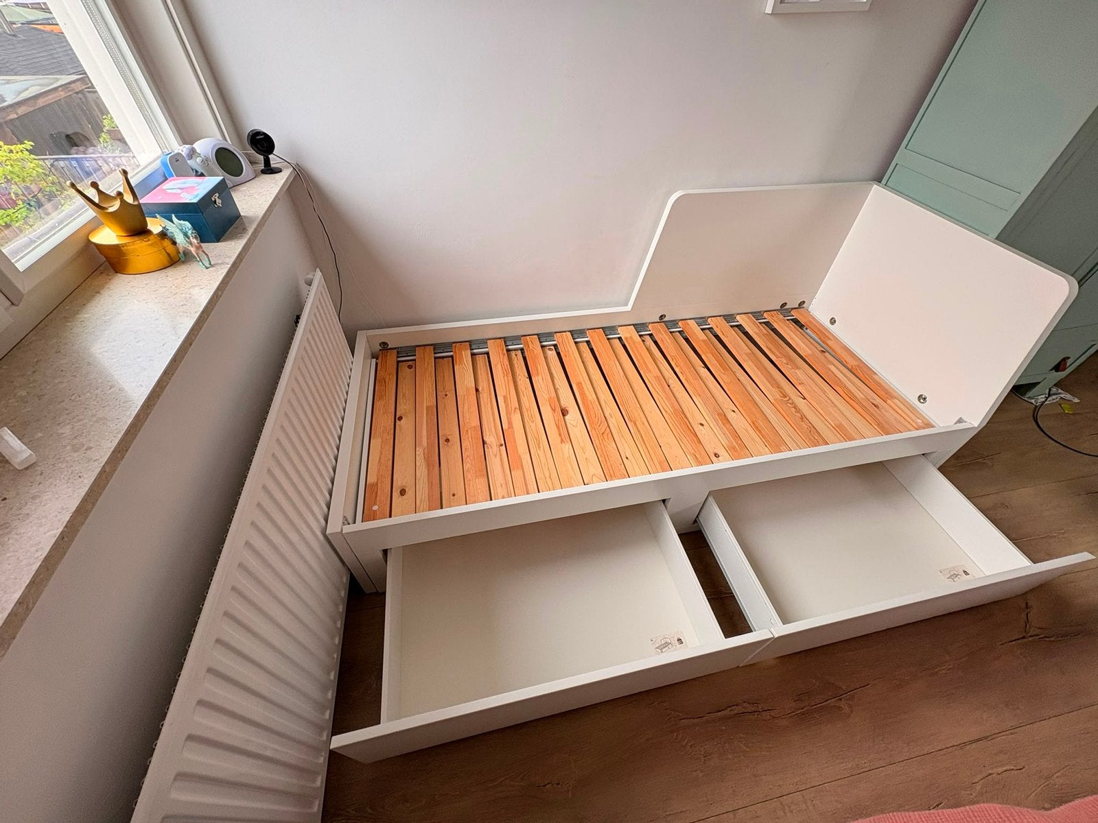 IKEA FLEKKE bedbank 80x200 – wit – 2 lades, Ophalen, Wit, Tweepersoons, Zo goed als nieuw