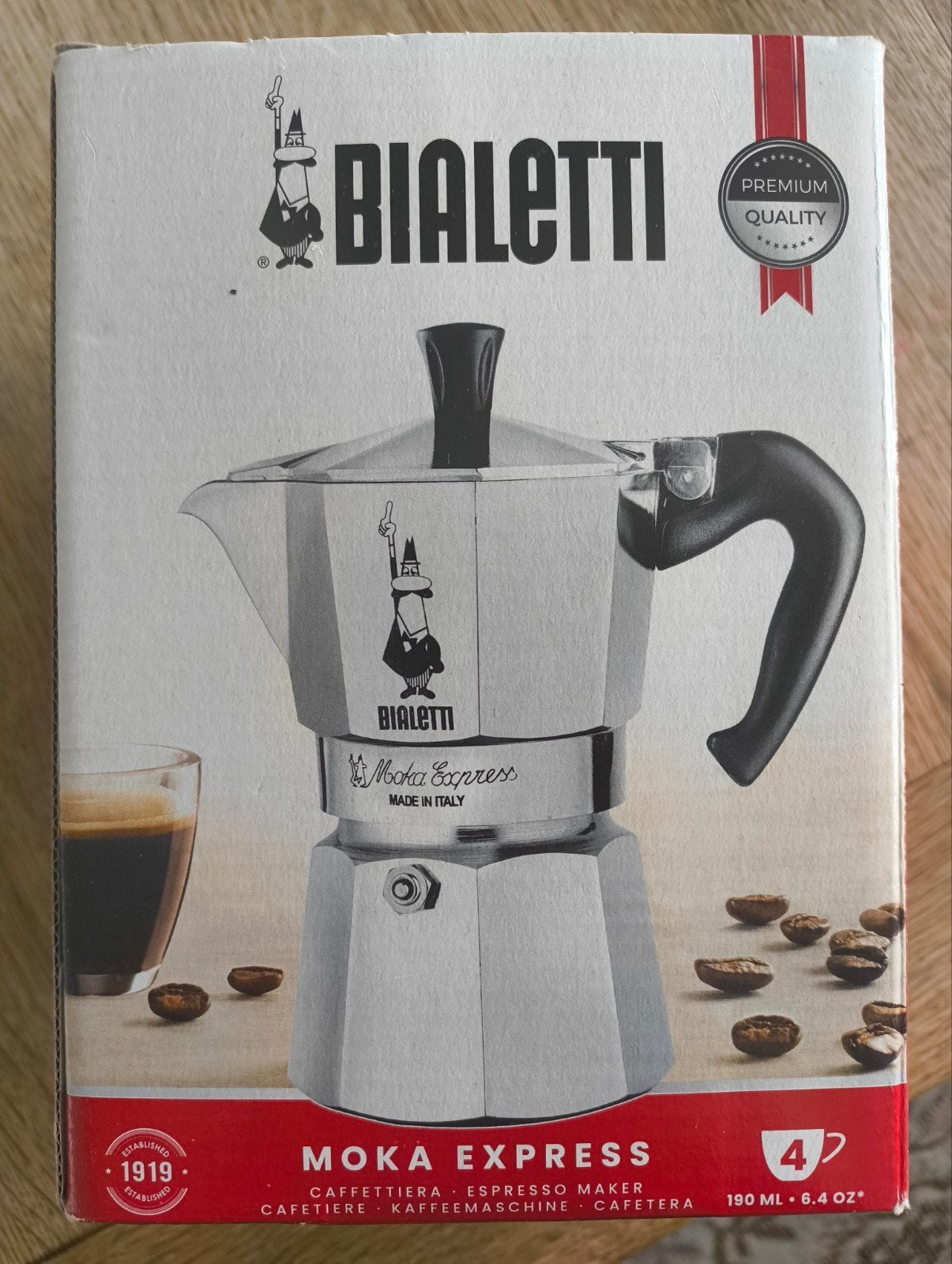 Bialetti Moka Express 4 kops - Nieuw in doos, Witgoed en Apparatuur, Ophalen, Espresso apparaat, Nieuw, Gemalen koffie