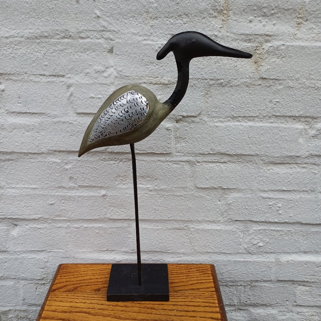 Decoratieve Kraanvogel Beeldje - Metaal, Verzamelen, Ophalen of Verzenden, Gebruikt, Dier