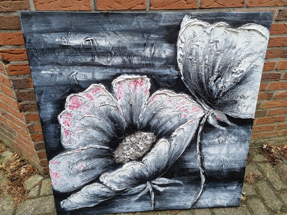 schilderij klaprozen relief groot, Ophalen of Verzenden, 'T Olde Gre-j, Info@toldegrej.nl, Endepoelstraat 20f Didam