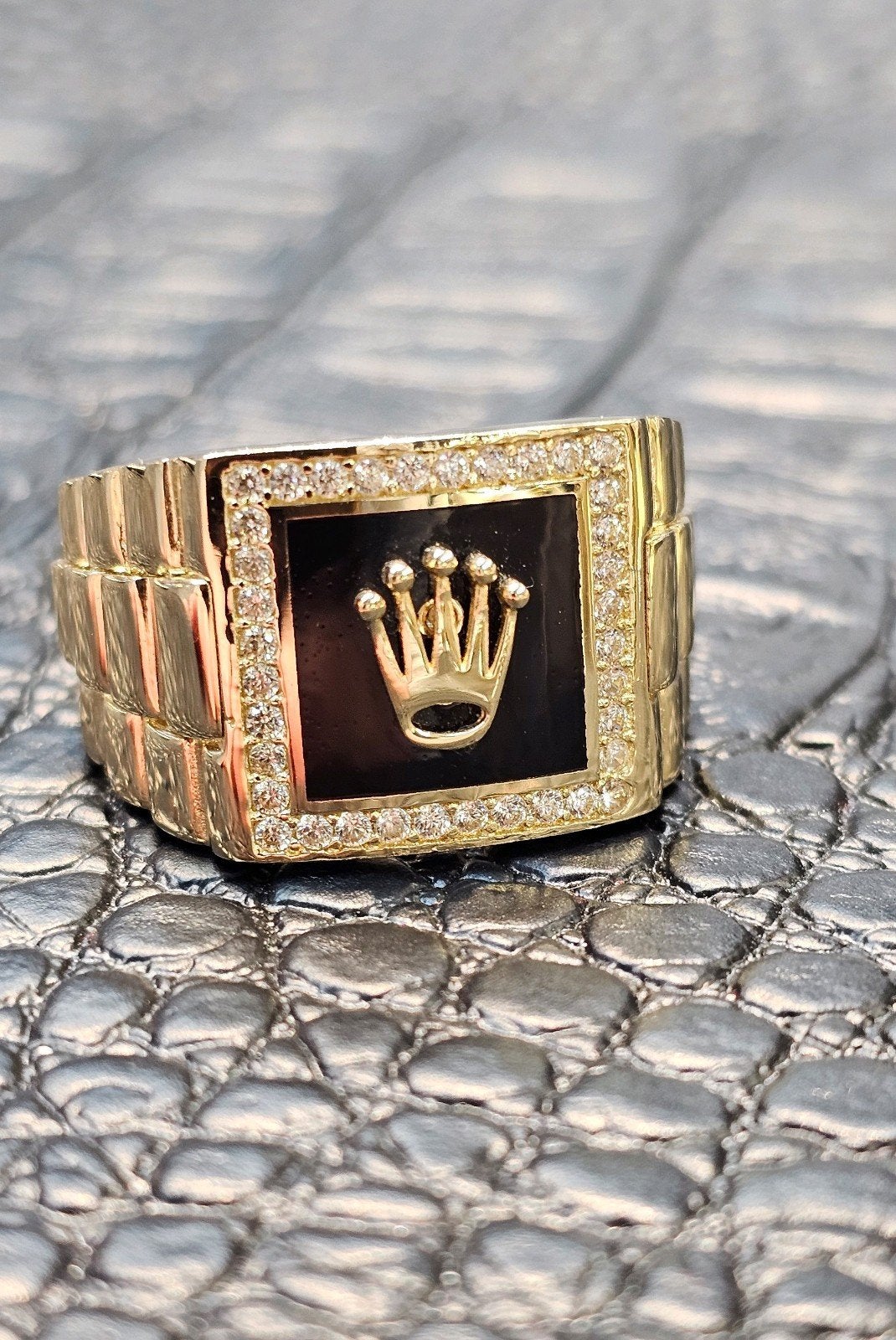 14k gouden zegelring rolex stijl