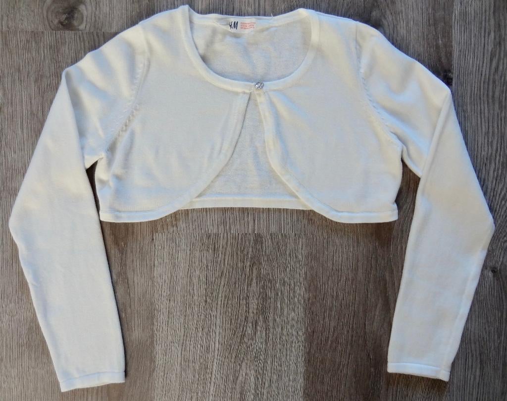Gebroken witte bolero lange mouw H&M maat 134 140, Kinderen en Baby's, Kinderkleding | Maat 134, Meisje, Trui of Vest, H&M, Ophalen of Verzenden