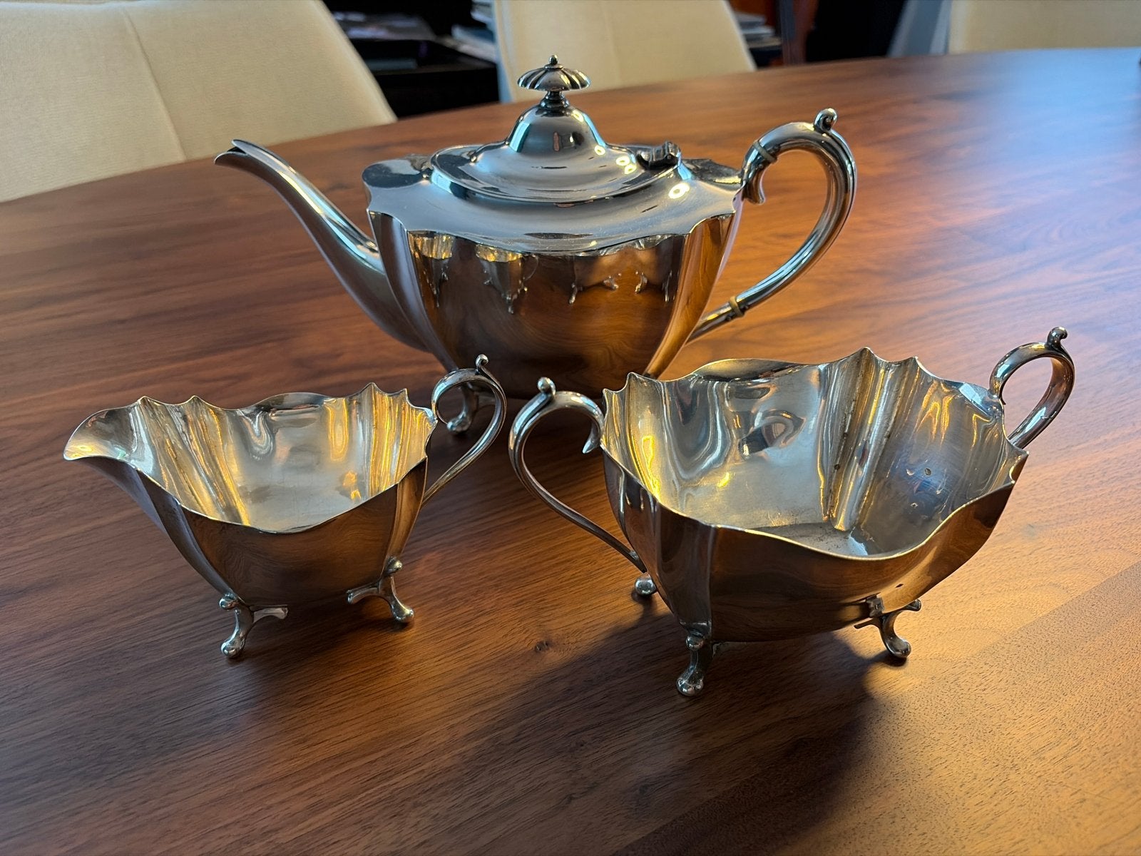 Puntgaaf verzilverd theeservies - Birmingham 1930/1940, Ophalen of Verzenden, Zilver