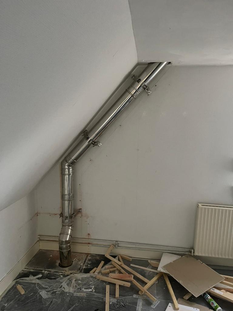 Dubbelwandig Rookkanaal inclusief bevestigingsmaterialen, Ophalen of Verzenden, Zo goed als nieuw, Gas, Gaskachel