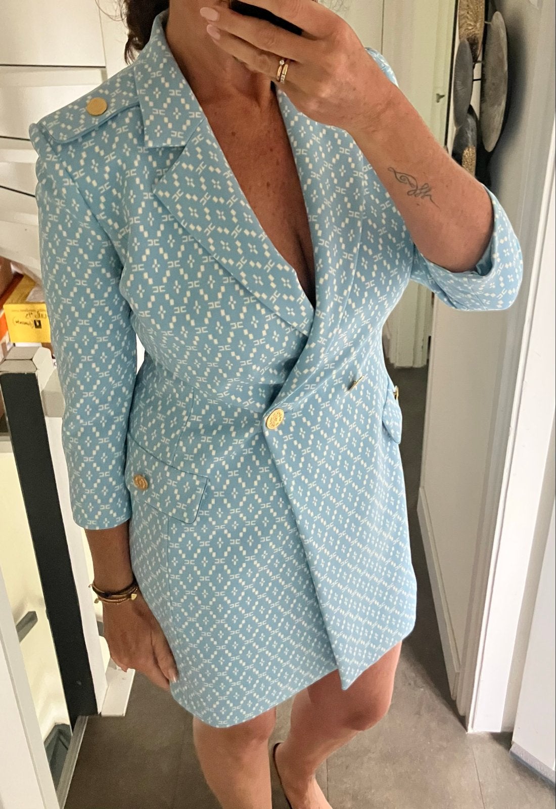 Elisabetta Franchi Blazer Jurk - Maat 48 (NL 42/44), Blauw, Maat 42/44 (L), Ophalen of Verzenden, Zo goed als nieuw