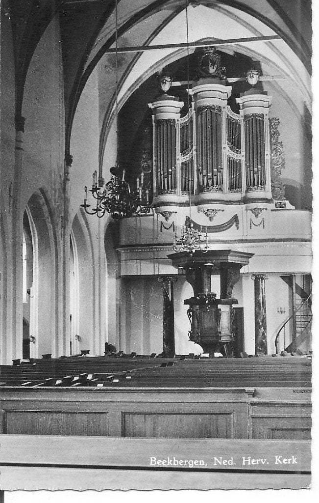 Oude Ansichtkaart Beekbergen, Ned. Herv. Kerk - Interieur, Ophalen of Verzenden, 1960 tot 1980, Gelopen, Gelderland