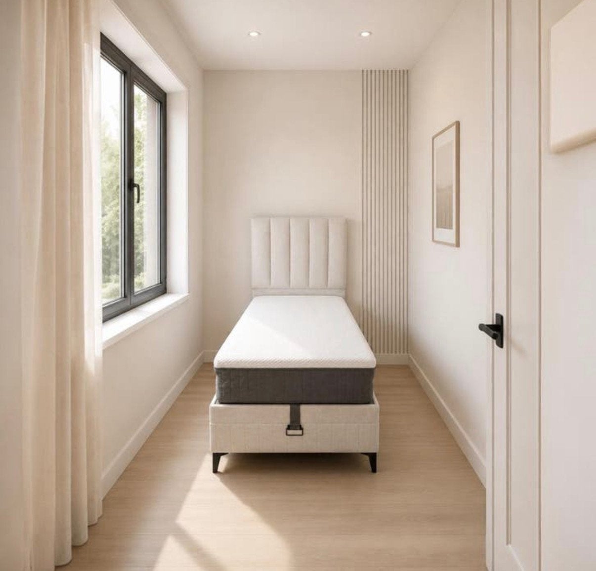 NOWA SLEEPS Opberg Boxspring + Emma Original Matras, 90 cm, Beige, Ophalen of Verzenden, Zo goed als nieuw