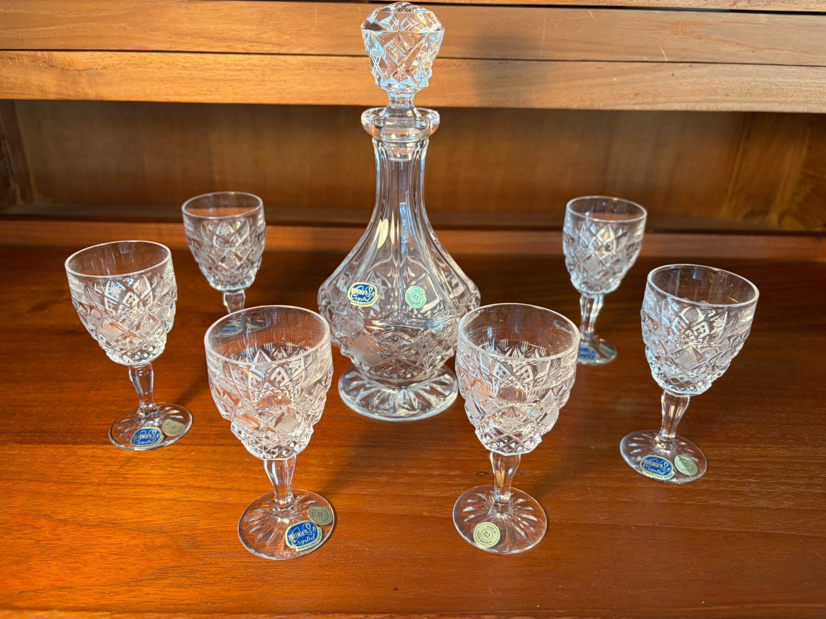 Vintage Bohemia Crystal Likeurset ‘Dominique’  (Nieuwstaat!), Ophalen of Verzenden