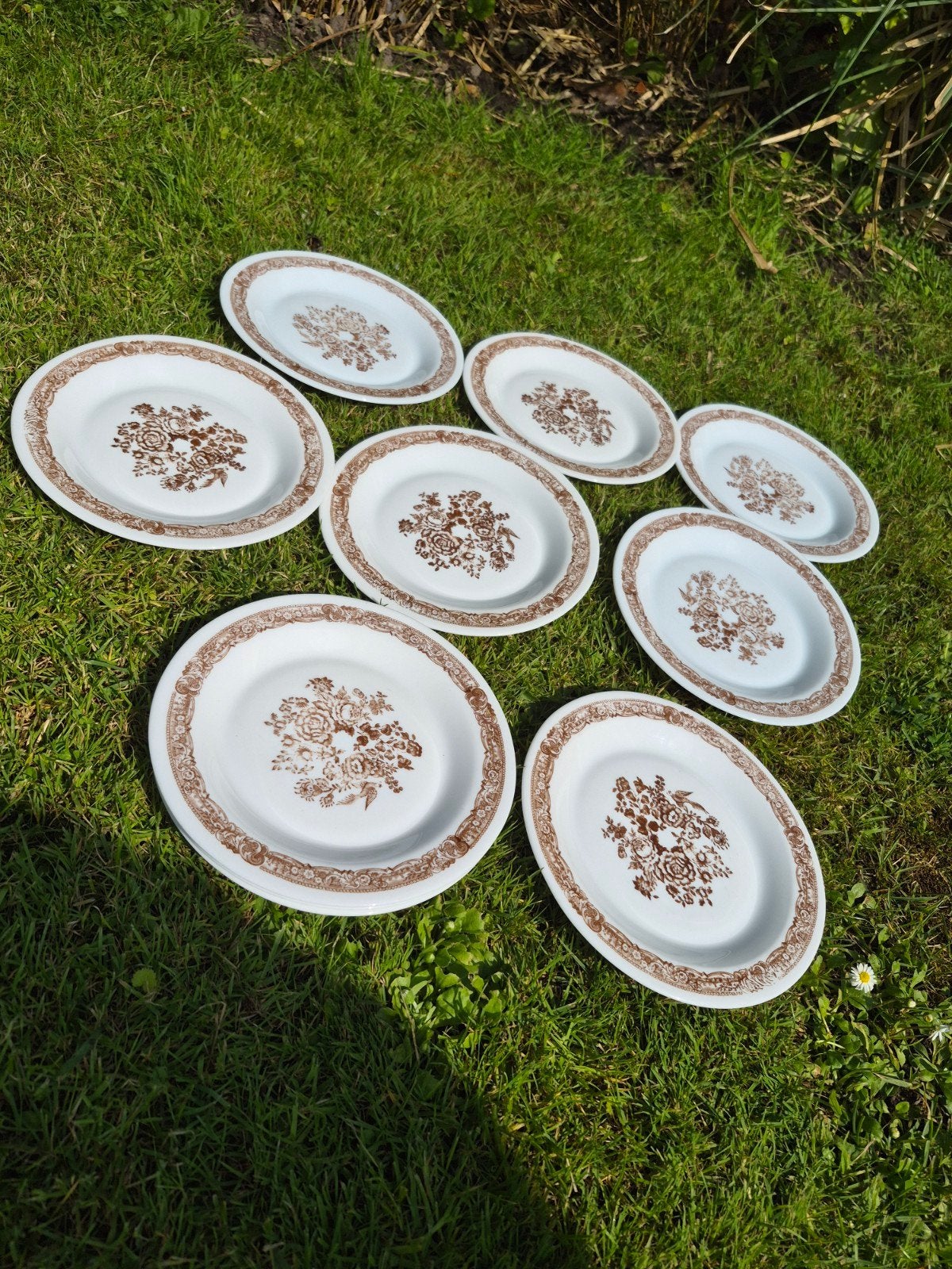 Set van 10 Arcopal France ontbijtborden jaren '60, Antiek en Kunst, Ophalen