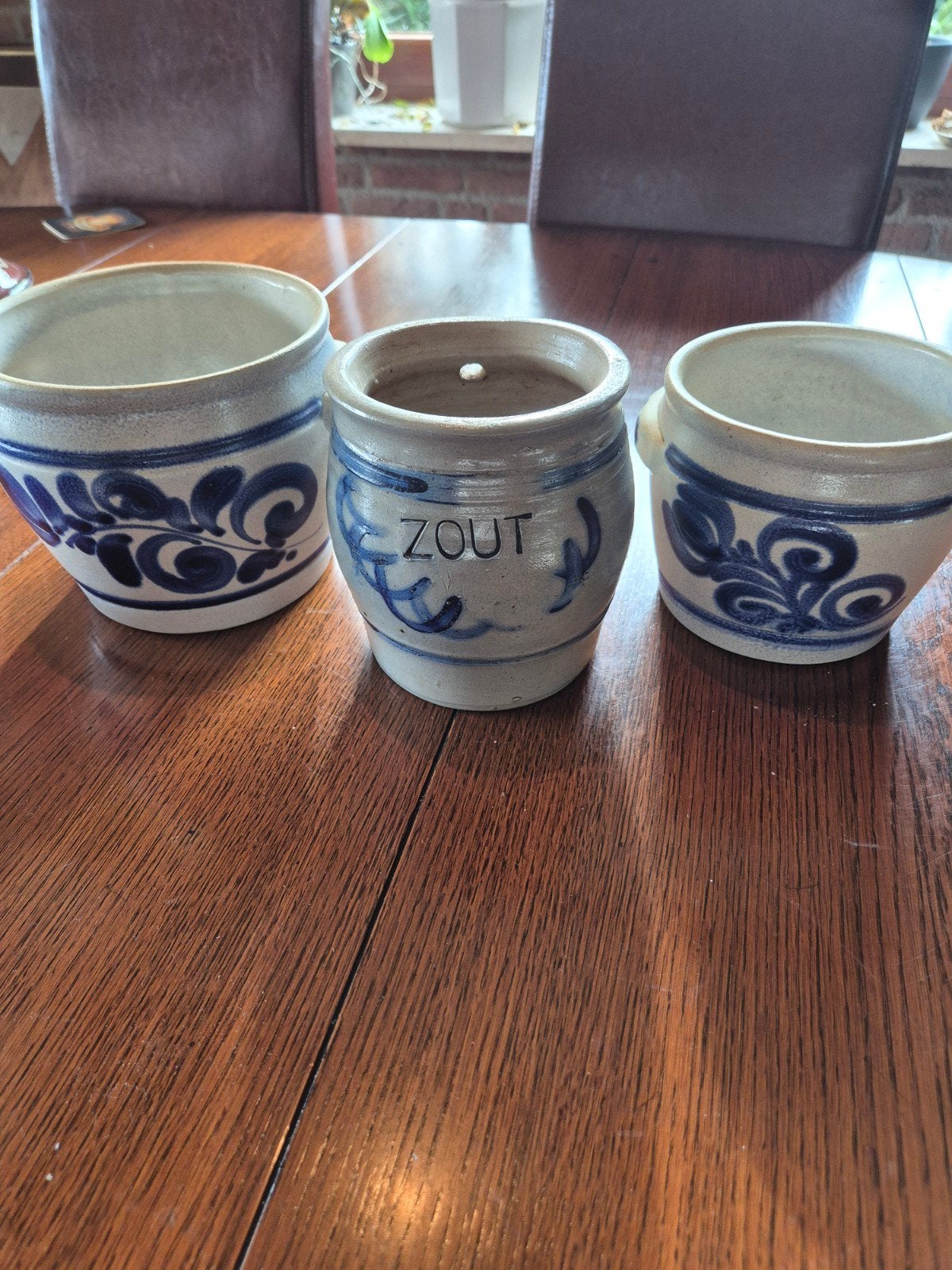 Set van 3 vintage aardewerk potten - Zoutpot en meer, Ophalen of Verzenden