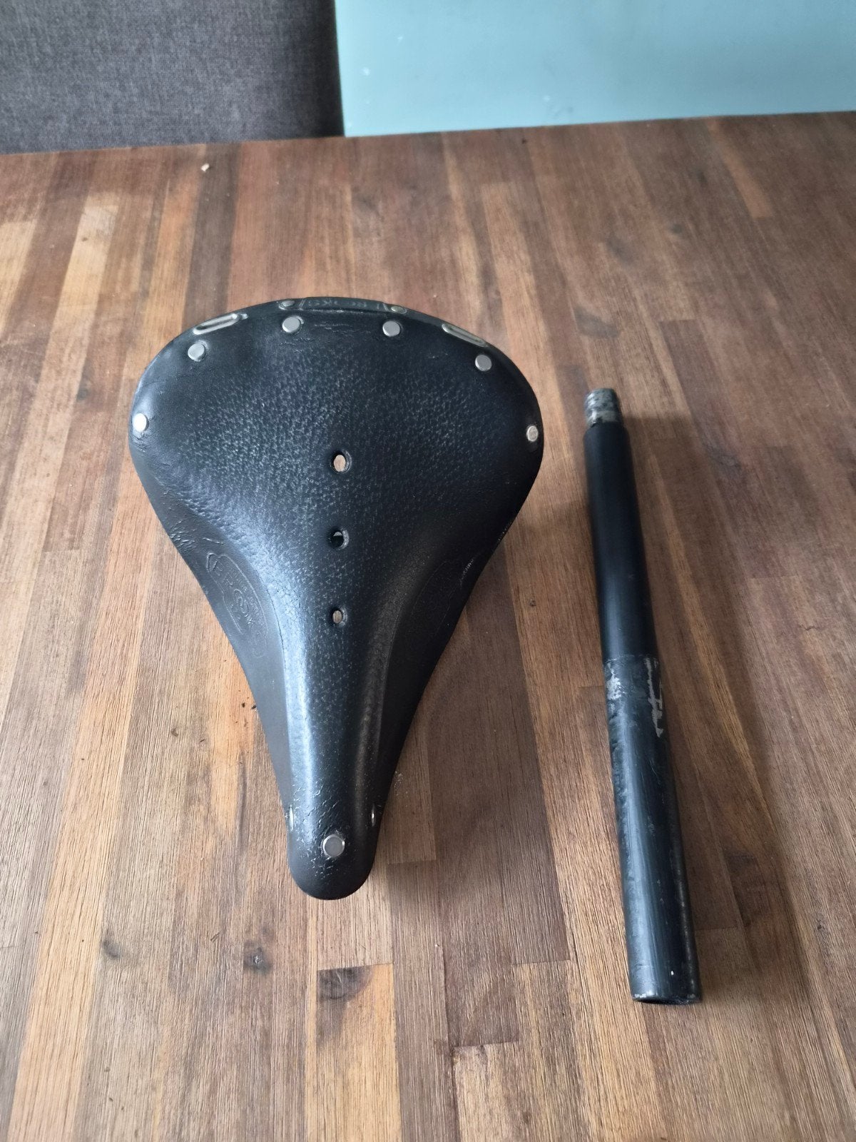 Brooks B72 Zadel - Zwart Leer met Zadelpen, Gebruikt, Leer, Ophalen of Verzenden, Brooks