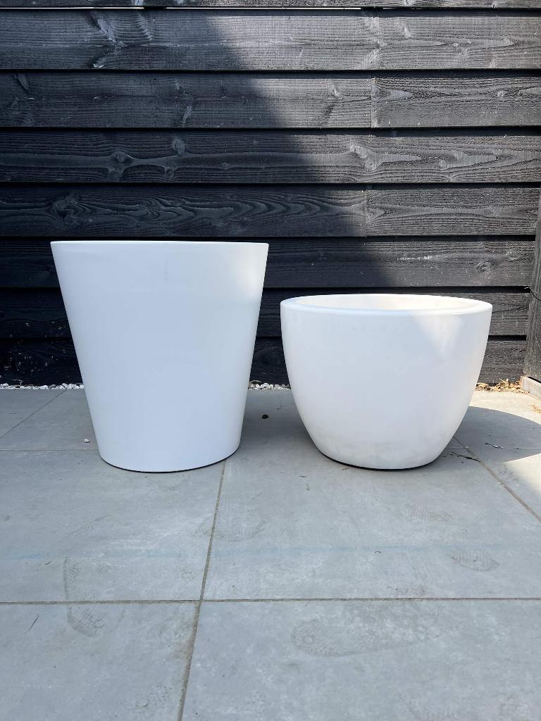 2x Elho Pure grote bloempot wit, Tuin en Terras, Bloempotten, Ophalen, Kunststof, Gebruikt, 40 cm of meer