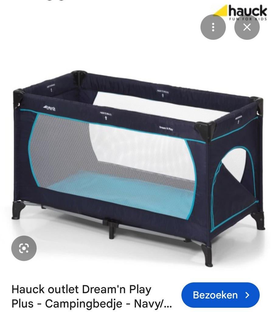 Hauck Dream'n Play Plus Campingbedje - Navy Blue, Ophalen of Verzenden, Gebruikt, Minder dan 140 cm, 70 tot 85 cm