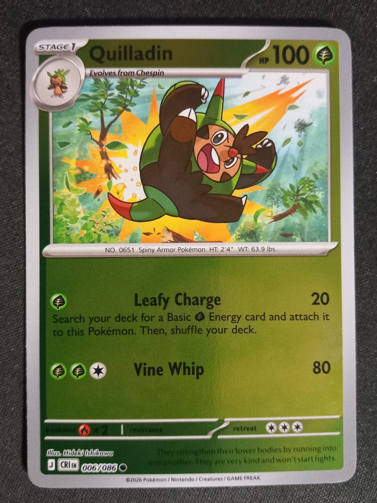 Pokemon Quilladin 006/086 Chaos Rising Reverse NM, Verzenden, Zo goed als nieuw, Losse kaart, Foil