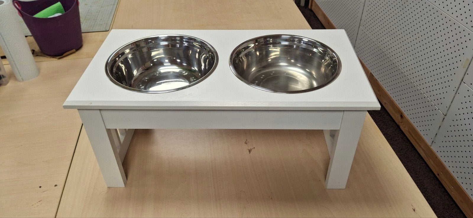 PawHut Huisdier Voeder Roestvrij staal, MDF 44L x 24B x 15H, Ophalen