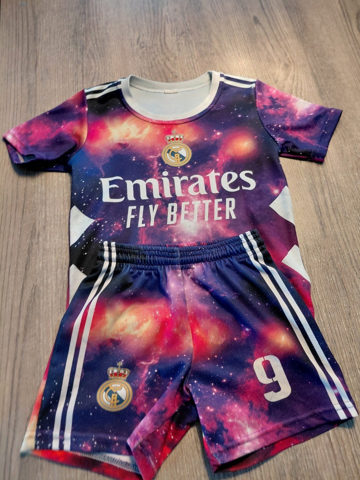Real Madrid Mbappe voetbaltenue, maat 116, Ophalen, Gebruikt, Real Madrid, Setje