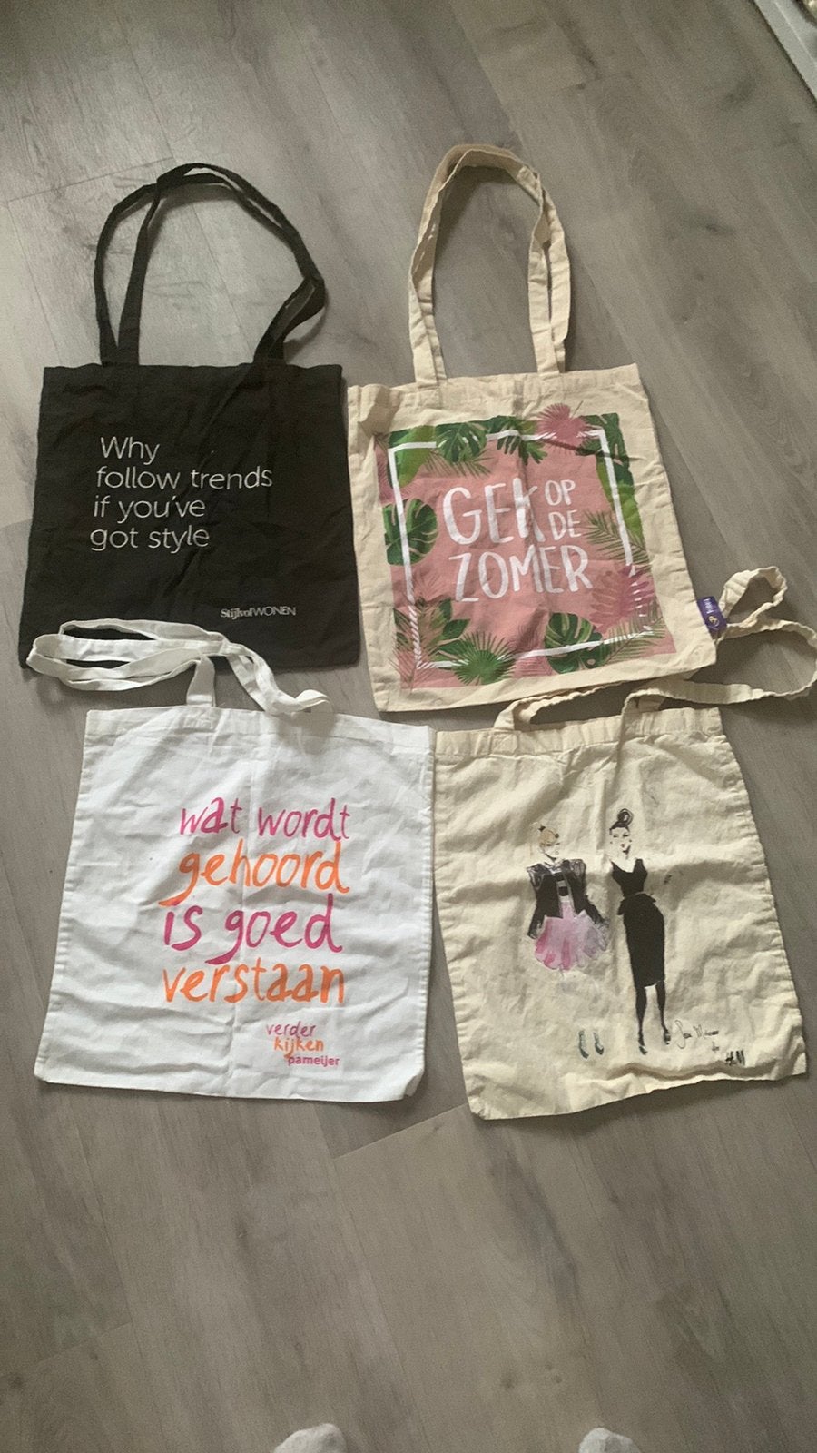 4 x stoffen tassen, Ophalen, Zo goed als nieuw, Overige typen