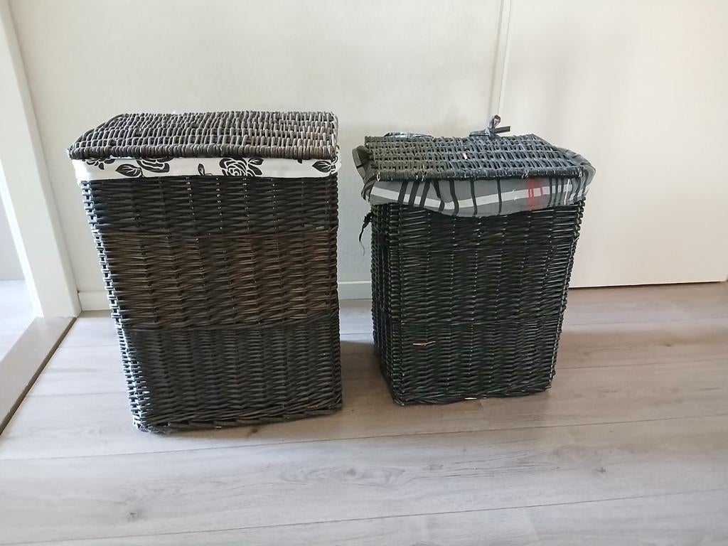 2 rieten wasmanden met uitneembare binnenzak, Ophalen of Verzenden, Gebruikt