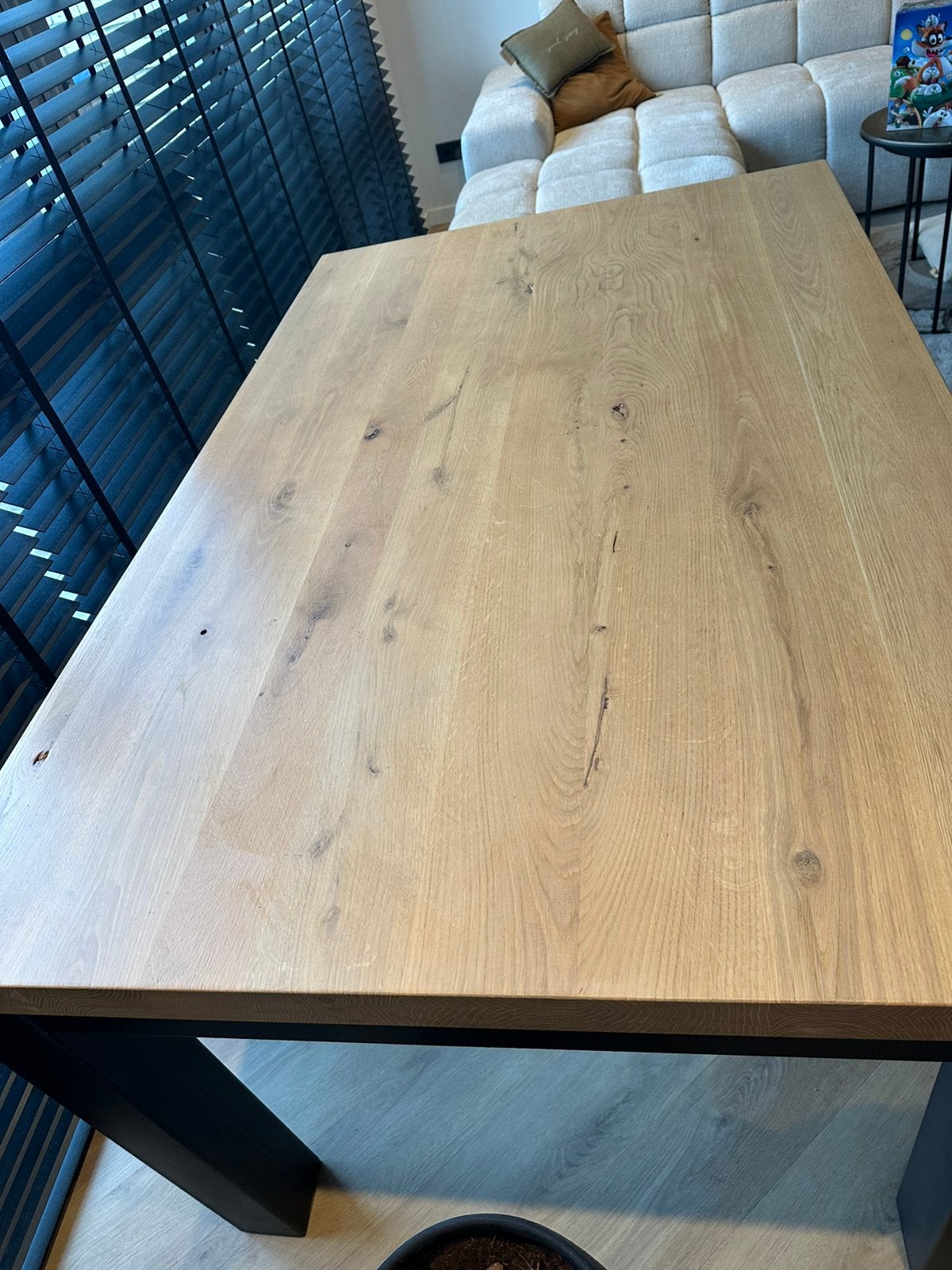 Eettafel 160x100 massief eiken, Ophalen, Gebruikt, 50 tot 100 cm, 150 tot 200 cm