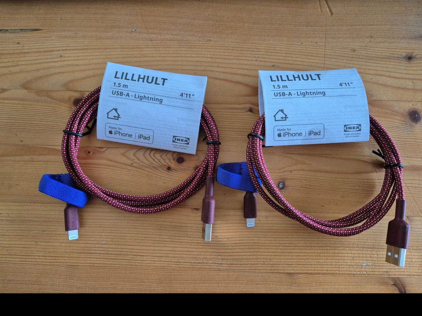 2x IKEA USB-A naar Lightning kabel 1.5m - Nieuw, Telecommunicatie, Mobiele telefoons | Toebehoren en Onderdelen, Ophalen, Nieuw