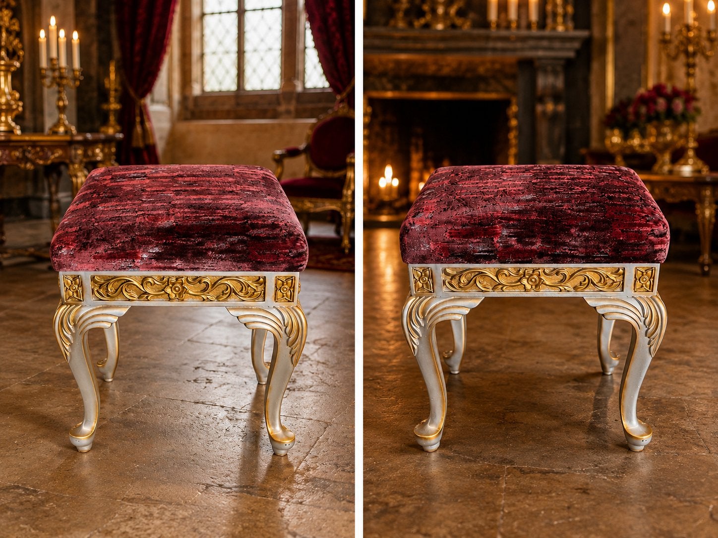 Luxe Barok Stijl Meubelset - Rood Fluweel & Goud, Ophalen of Verzenden