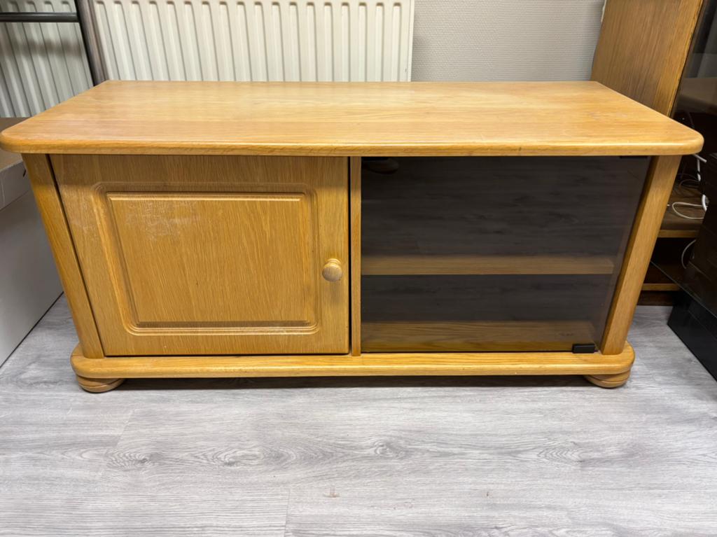Blank eiken TV meubel/ televisiekast, Huis en Inrichting, TV kast, 100 tot 150 cm, TV kast, TV kast