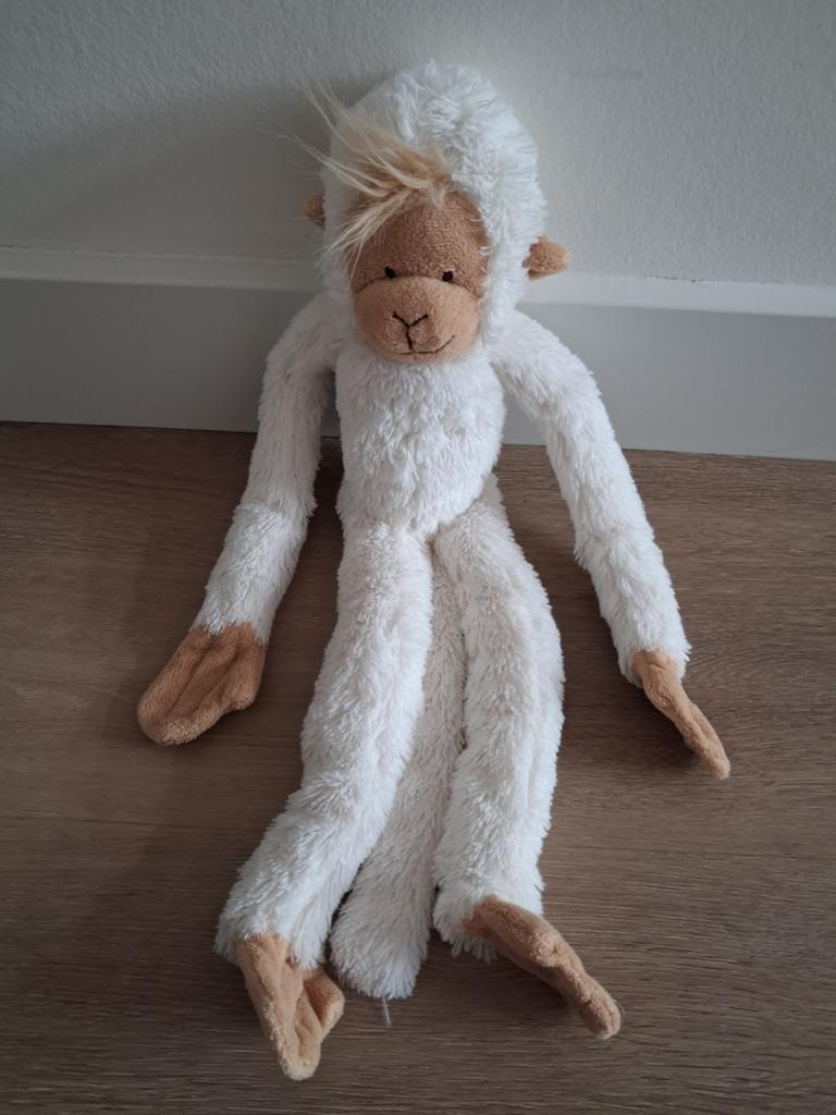 Knuffel aap Happy Horse wit bruin 38 cm L1529, Ophalen of Verzenden, Zo goed als nieuw, Overige typen