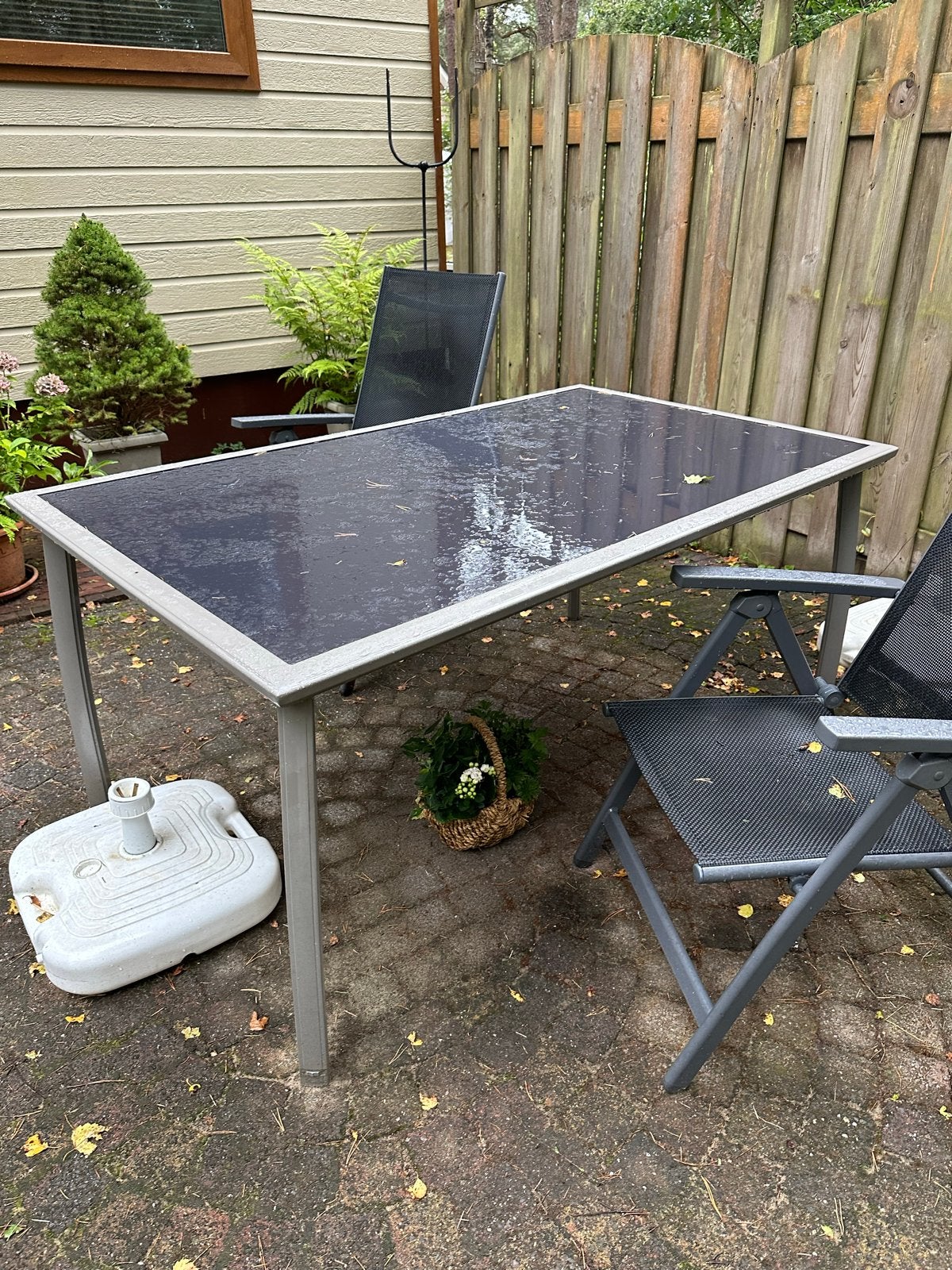 Mooie 1,75m Glazen Tuin-tafel, Caravans en Kamperen, Camper-accessoires, Ophalen, Gebruikt