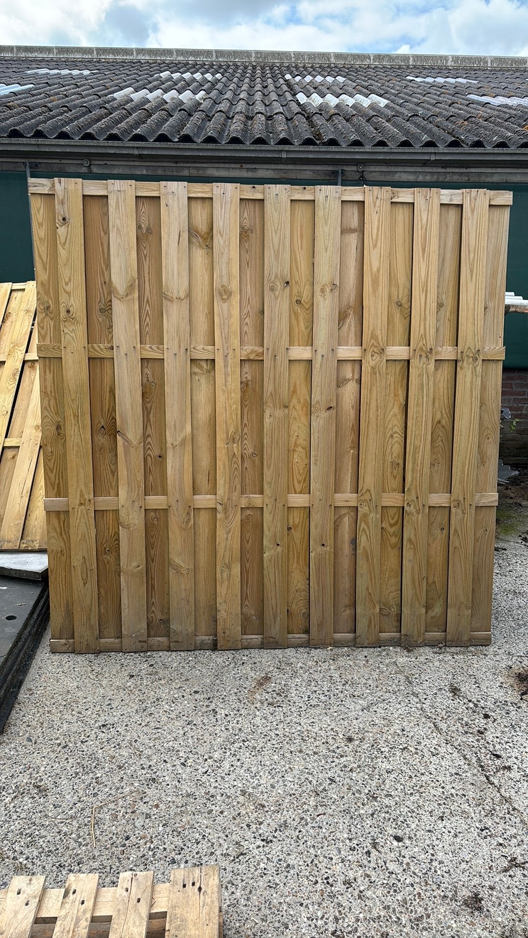 Vuren schutting 6,3 meter ZGAN, Tuin en Terras, Schuttingen, Ophalen, 1 tot 2 meter, 6 meter of meer, Zo goed als nieuw