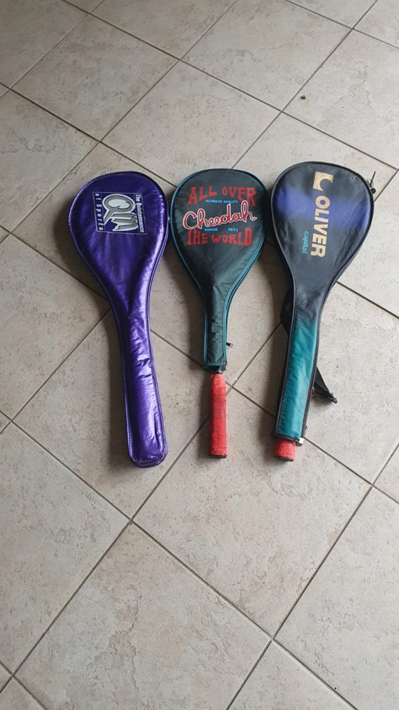 Set van 3 Squash Rackets met Hoezen, Ophalen, Gebruikt, Racket, Overige merken