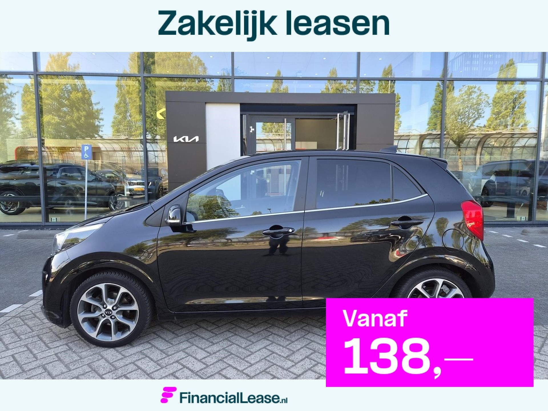 Kia Picanto 1.0 MPi 67pk 4-zits Design Edition Leer/ Navi/ C, Voorwielaandrijving, Gebruikt, 4 stoelen, Zwart