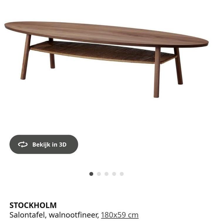 STOCKHOLM Salontafel - Walnootfineer (ZONDER  POTEN), Ophalen, Gebruikt, 50 tot 100 cm, 150 tot 200 cm