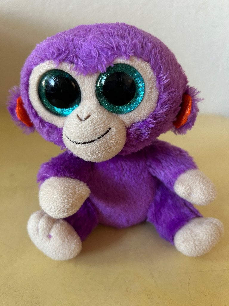 Ty Beanie Boo Aap Grapes – Paarse Pluche Knuffel 15 cm, Kinderen en Baby's, Paars, Gebruikt, Ophalen of Verzenden, Wasbaar