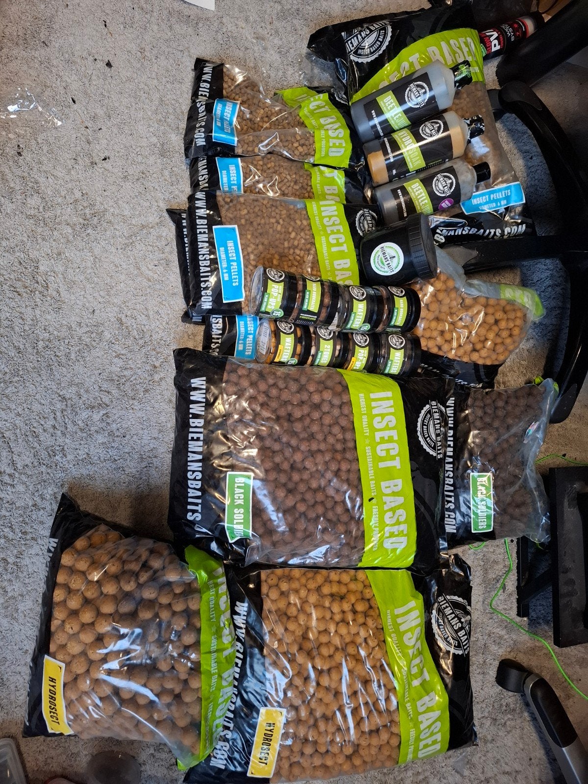 Groot pakket karperaas/boilies (boilies, pellets, liqui, Ophalen, Nieuw, Overige typen
