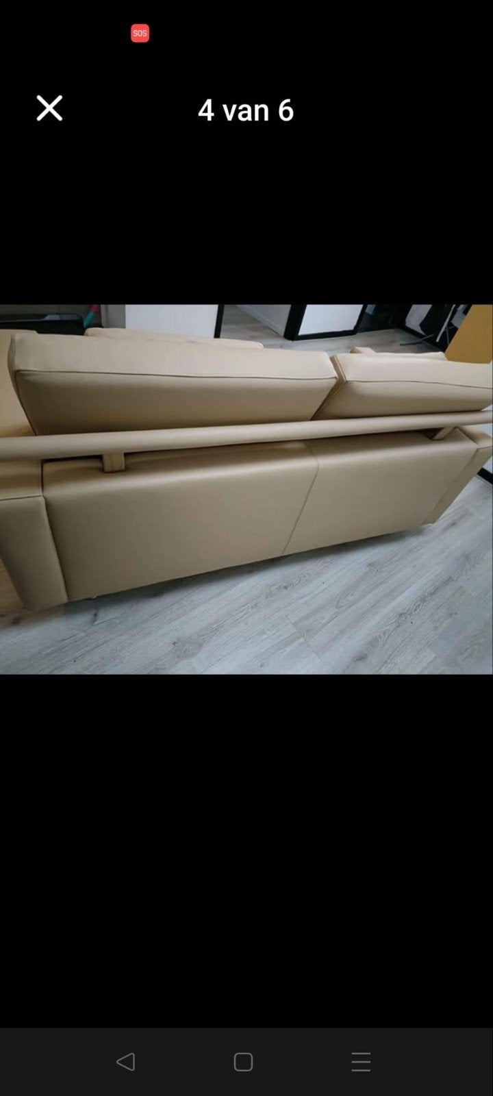 Comfortabele 2-zitsbank in beige leer, 150 tot 200 cm, Tweepersoons, Ophalen of Verzenden, Zo goed als nieuw