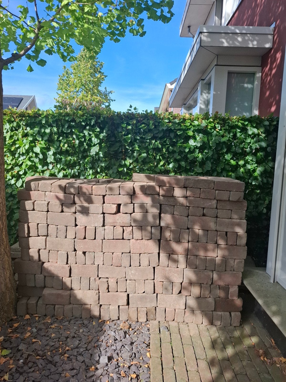 Gebakken waaltjes, rood bruin, ca. 20m2 in goede staat, Doe-het-zelf en Verbouw, Tegels, Ophalen, Overige materialen, Gebruikt