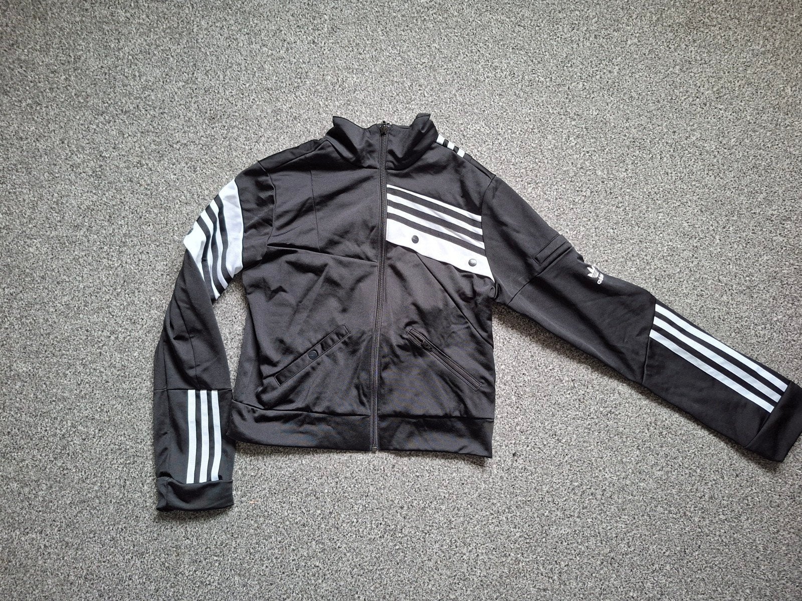 Adidas Zwart Trainingsjack met Witte Strepen Maat M, Maat 38/40 (M), Adidas, Zwart, Ophalen of Verzenden