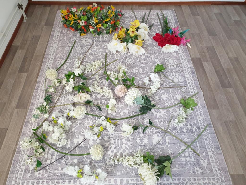 Kunstbloemen, kunst bloemen, partij. Zgan. Div. Soorten, Huis en Inrichting, Woonaccessoires | Kunstplanten en Kunstbloemen, Ophalen