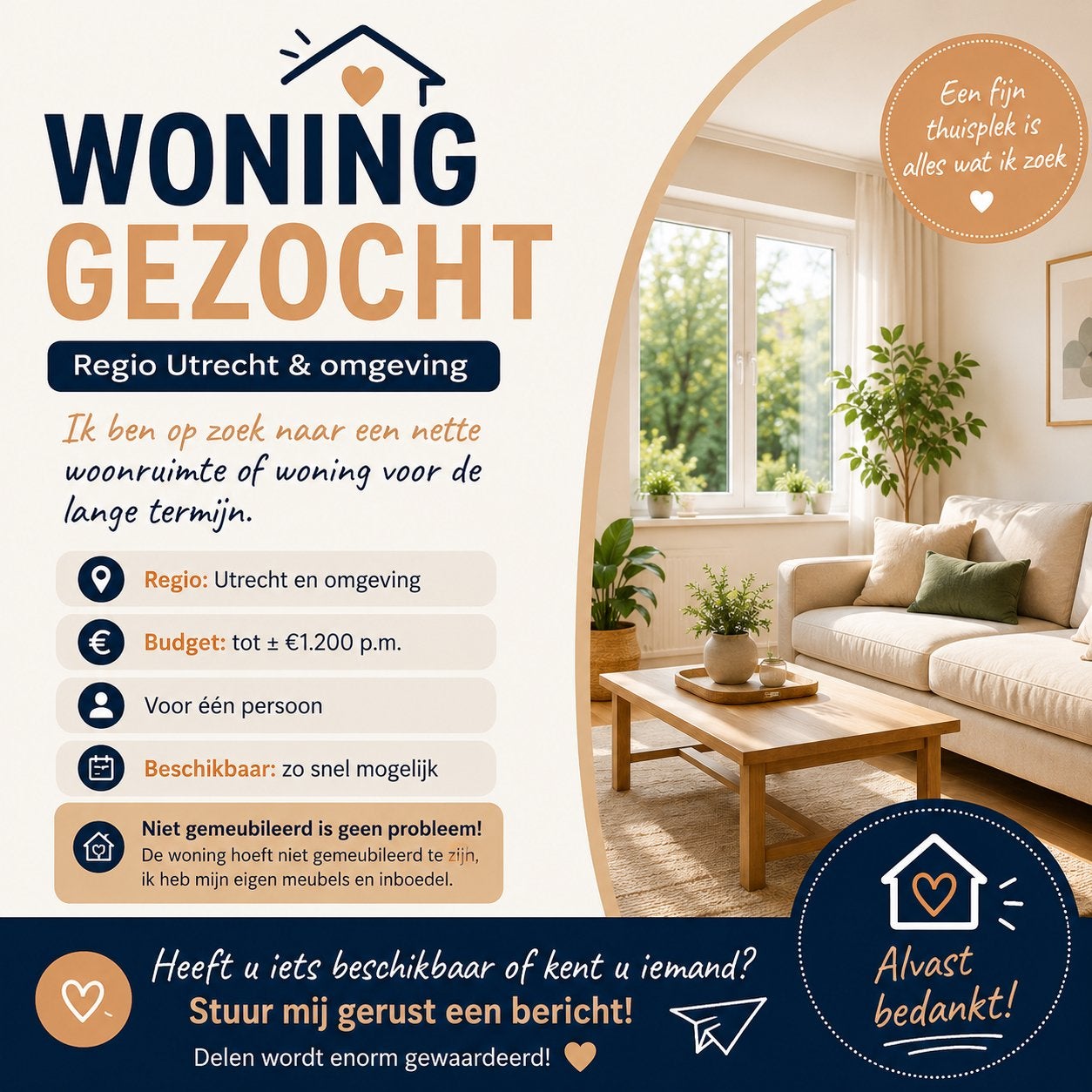 Woning gezocht – Utrecht & omgeving, Huizen en Kamers