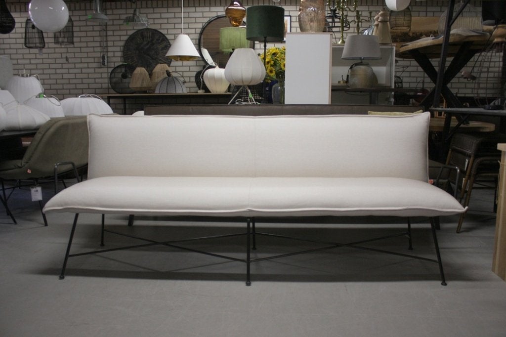 Luxe eetkamerbank Vidar Jess design stof naturel eetbank, Huis en Inrichting, Ophalen, Overige kleuren, Zo goed als nieuw, Stof