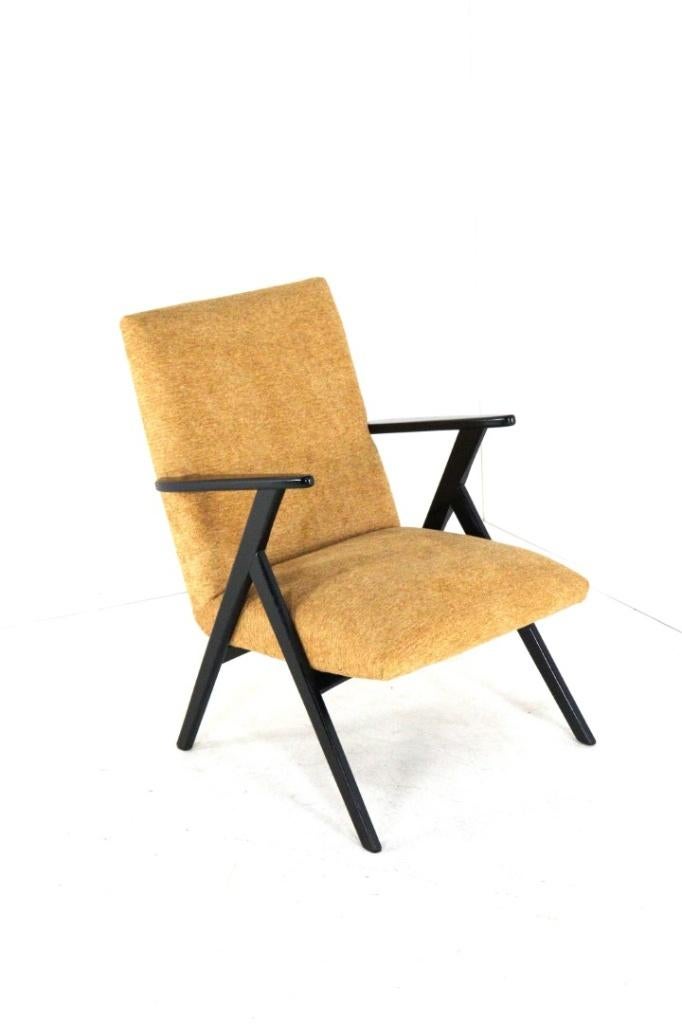 gerestaureerde vintage fauteuil - nieuwe bekleding, Gebruikt, -, 75 tot 100 cm, Ophalen of Verzenden