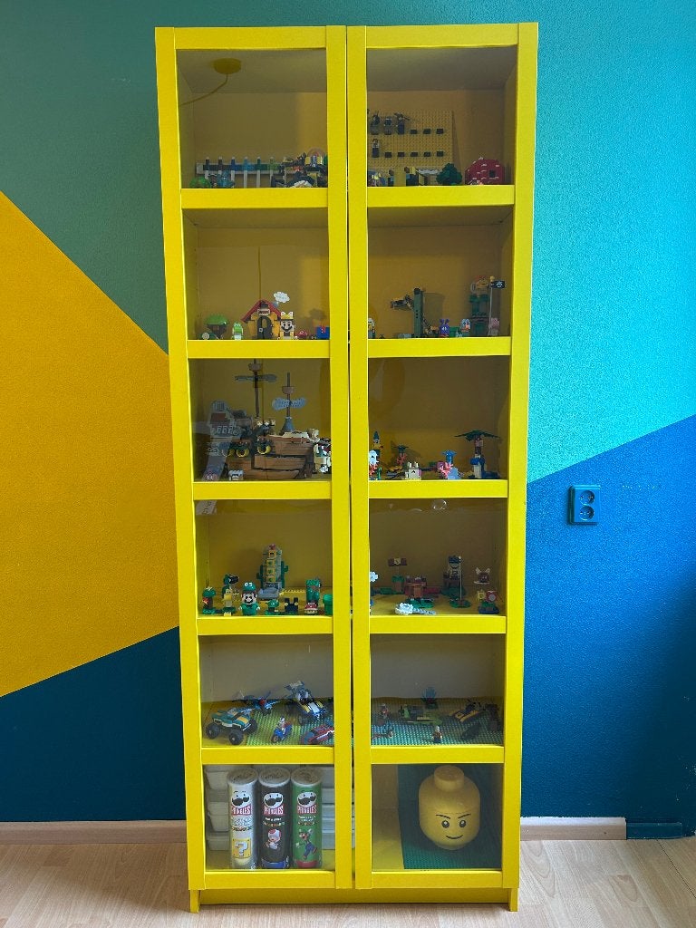 Billy kast vitrine deuren Ikea limited edition geel, Huis en Inrichting, Ophalen, 200 cm of meer, 50 tot 100 cm, Zo goed als nieuw
