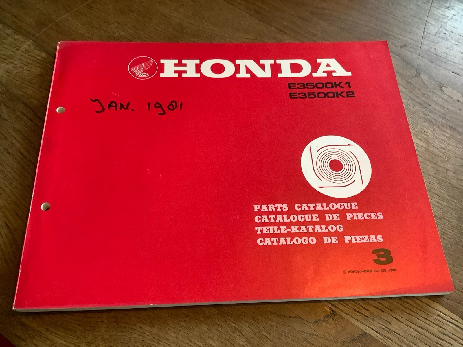 Honda E3500K1 E3500K2 Onderdelen Catalogus 1980., Verzenden, Honda